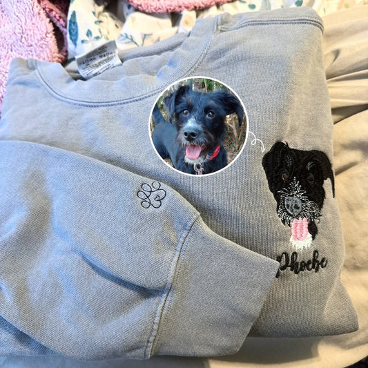 Comfort Color® Custom Embroidered Dog Face Sweatshirt from Your Photo