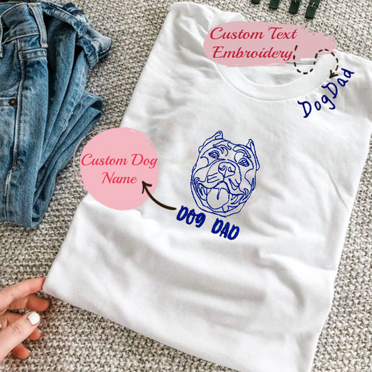 Personalized Pitbull Dog Dad Embroidered Collar Shirt, Custom Shirt with Dog Name, Best Gifts for Pitbull Lovers