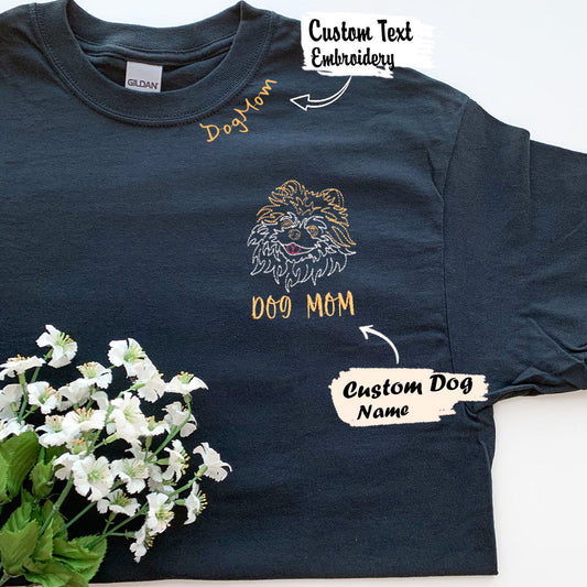 Personalized Pomeranian Dog Mom Embroidered Collar Shirt, Custom Shirt with Dog Name,  Best Gifts For Pomeranian Lovers