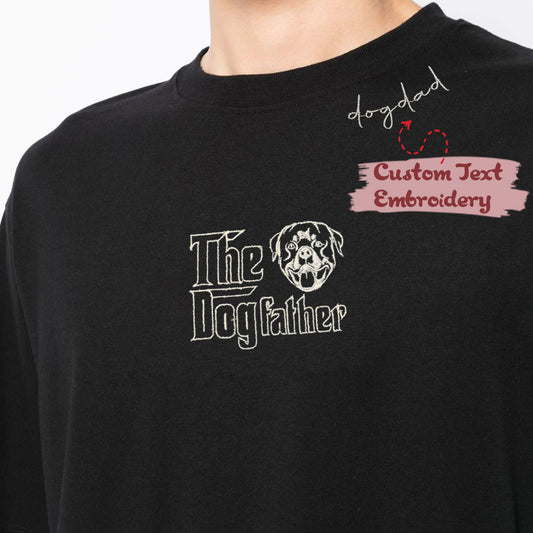 Personalized Rottweiler Dog Dad Shirt with The Dogfather Embroidered Collar, Best Gifts For Rottweiler Lovers