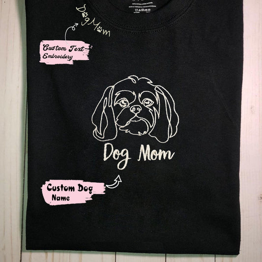 Personalized Shih Tzu Dog Mom Shirt Embroidered Collar, Custom Shirt with Dog Name, Best Gifts For Shih Tzu Lovers