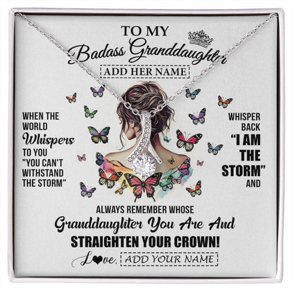 Personalized To My Badass Granddaughter I Am The Storm Necklace From Grandpa Papa Beautiful Granddaughter Birthday Gifts Christmas Gift Box Message Card