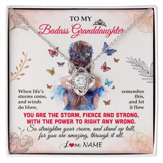 Personalized To My Badass Granddaughter Necklace From Grandma Grandpa Floral Butterfly Granddaughter Birthday Gifts Christmas Customized Gift Box Message Card