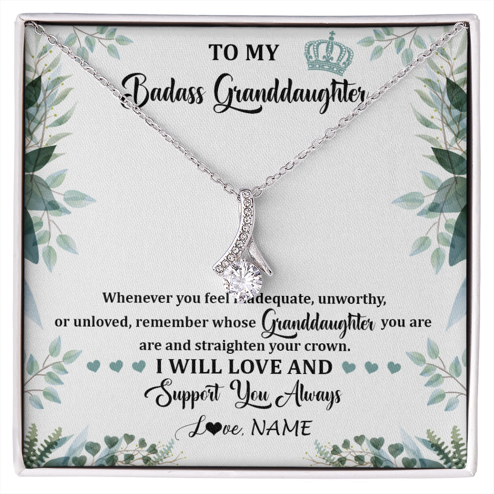 Personalized To My Badass Granddaughter Necklace From Grandma Grandpa Straighten Your Crown Granddaughter Birthday Christmas Customized Gift Box Message Card
