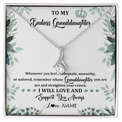 Personalized To My Badass Granddaughter Necklace From Grandma Grandpa Straighten Your Crown Granddaughter Birthday Christmas Customized Gift Box Message Card