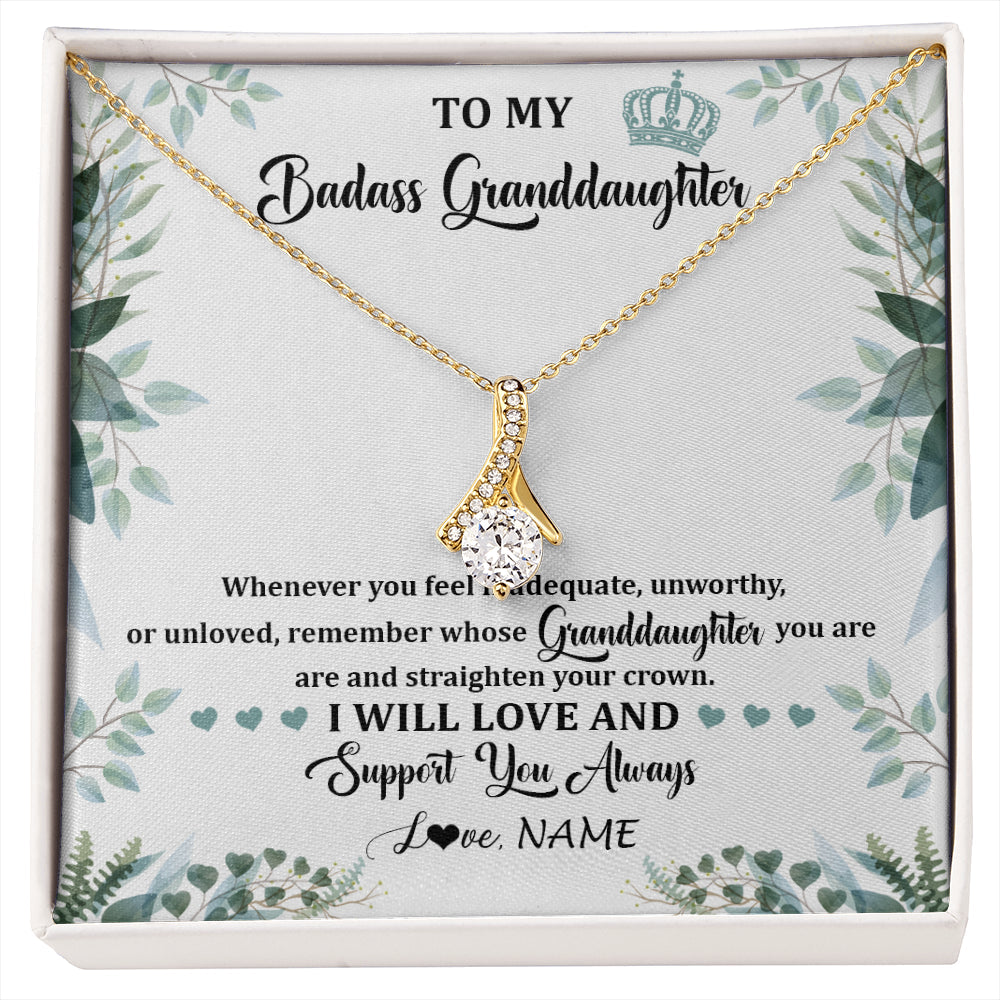 Personalized To My Badass Granddaughter Necklace From Grandma Grandpa Straighten Your Crown Granddaughter Birthday Christmas Customized Gift Box Message Card