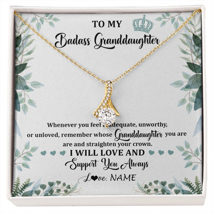 Personalized To My Badass Granddaughter Necklace From Grandma Grandpa Straighten Your Crown Granddaughter Birthday Christmas Customized Gift Box Message Card