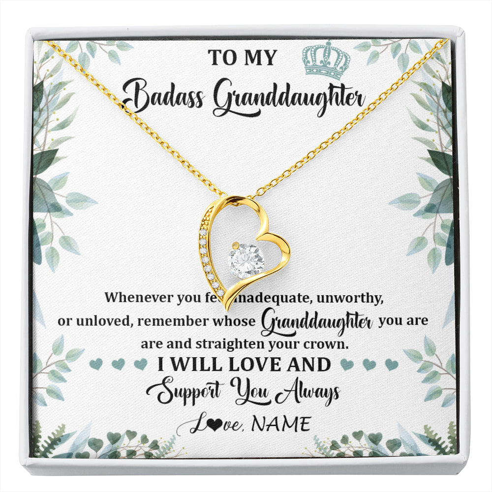 Personalized To My Badass Granddaughter Necklace From Grandma Grandpa Straighten Your Crown Granddaughter Birthday Christmas Customized Gift Box Message Card