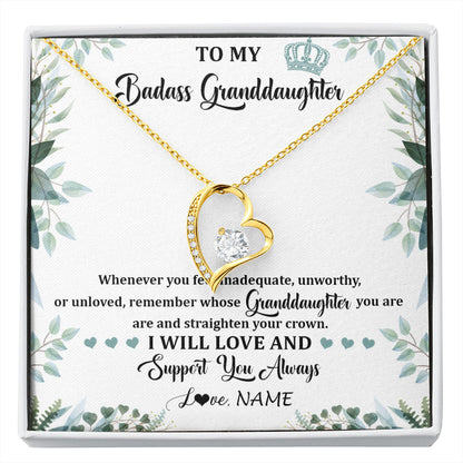 Personalized To My Badass Granddaughter Necklace From Grandma Grandpa Straighten Your Crown Granddaughter Birthday Christmas Customized Gift Box Message Card