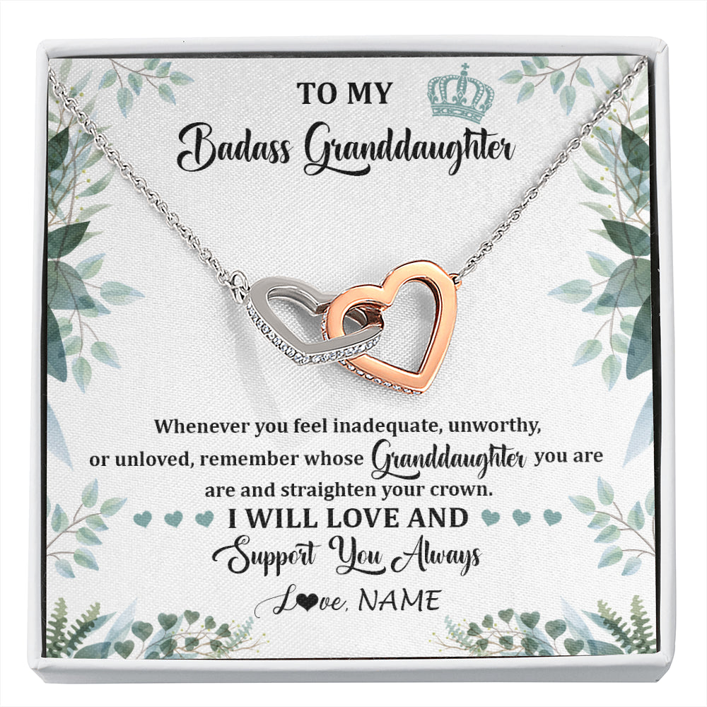 Personalized To My Badass Granddaughter Necklace From Grandma Grandpa Straighten Your Crown Granddaughter Birthday Christmas Customized Gift Box Message Card