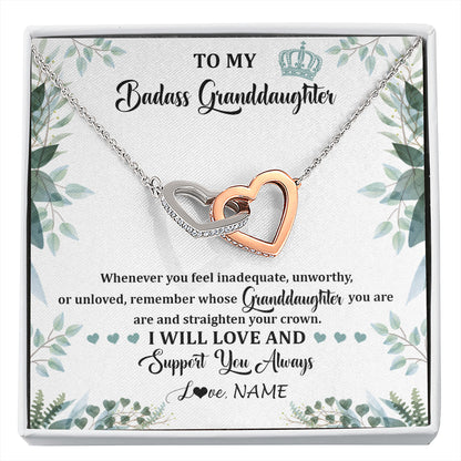 Personalized To My Badass Granddaughter Necklace From Grandma Grandpa Straighten Your Crown Granddaughter Birthday Christmas Customized Gift Box Message Card