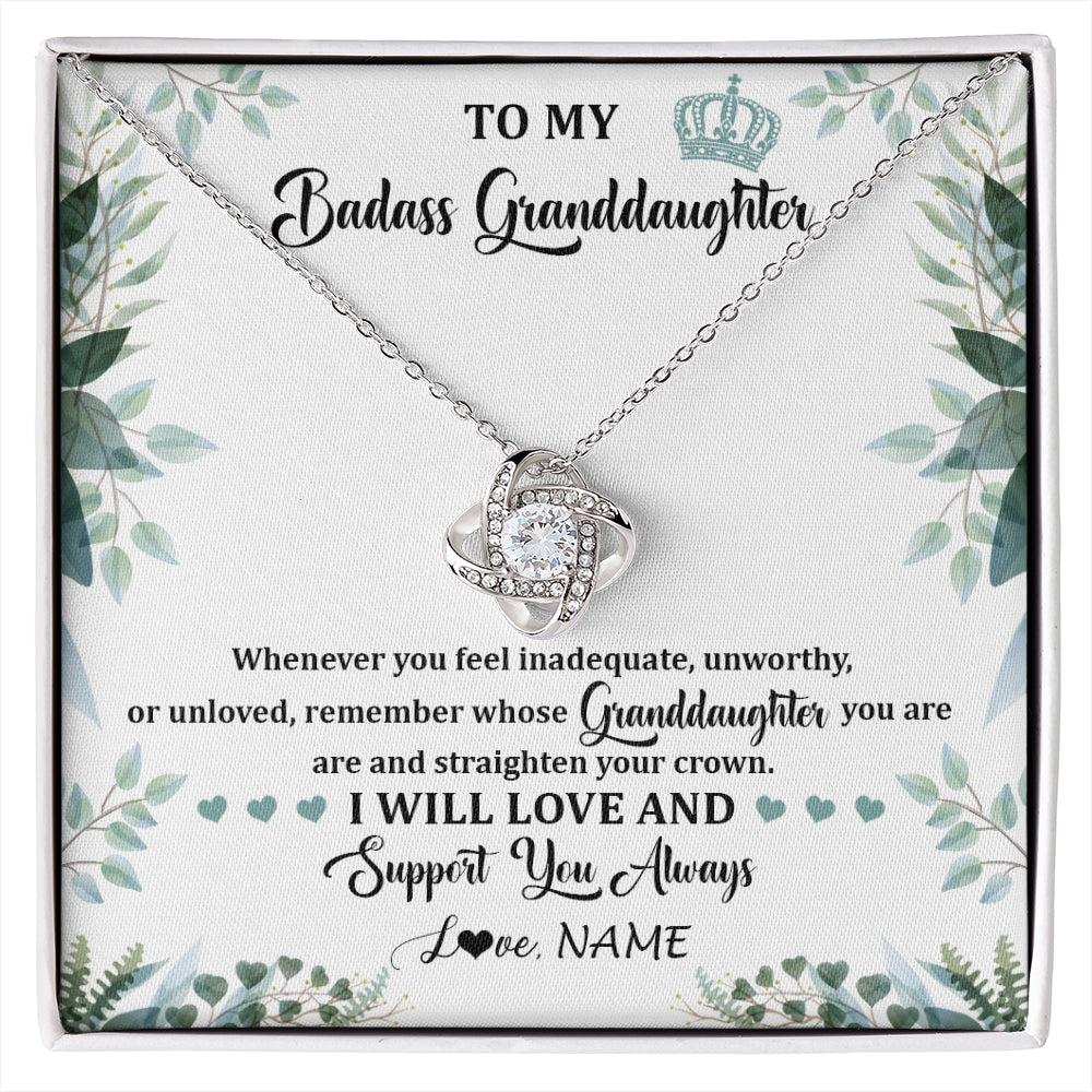 Personalized To My Badass Granddaughter Necklace From Grandma Grandpa Straighten Your Crown Granddaughter Birthday Christmas Customized Gift Box Message Card