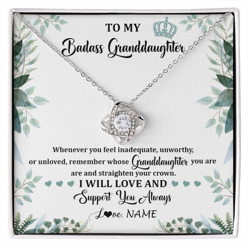 Personalized To My Badass Granddaughter Necklace From Grandma Grandpa Straighten Your Crown Granddaughter Birthday Christmas Customized Gift Box Message Card