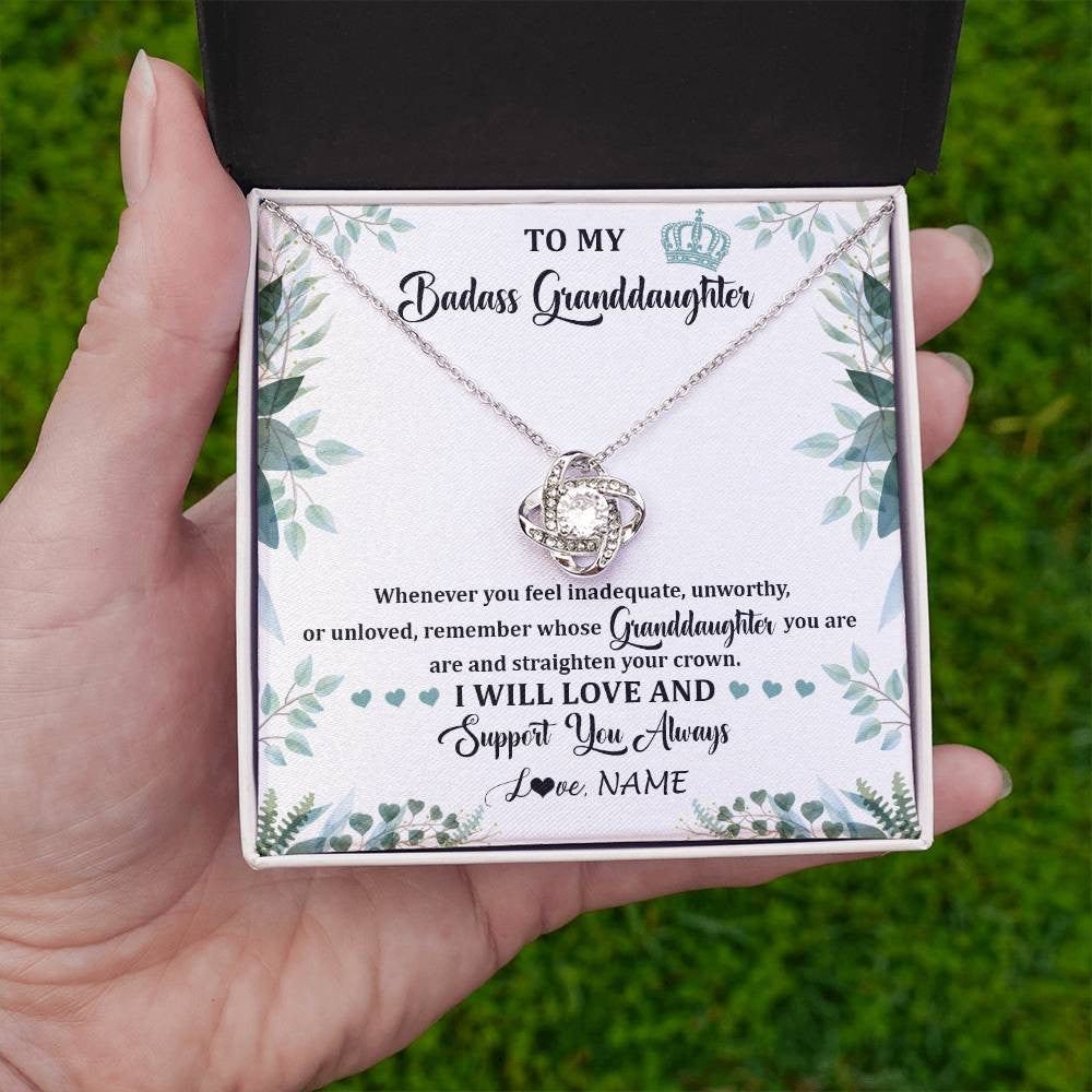 Personalized To My Badass Granddaughter Necklace From Grandma Grandpa Straighten Your Crown Granddaughter Birthday Christmas Customized Gift Box Message Card