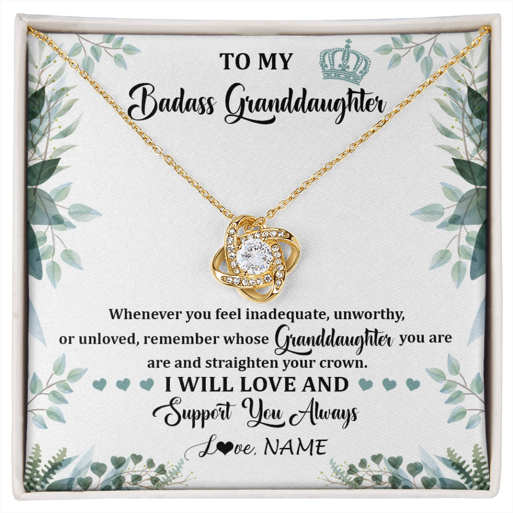 Personalized To My Badass Granddaughter Necklace From Grandma Grandpa Straighten Your Crown Granddaughter Birthday Christmas Customized Gift Box Message Card