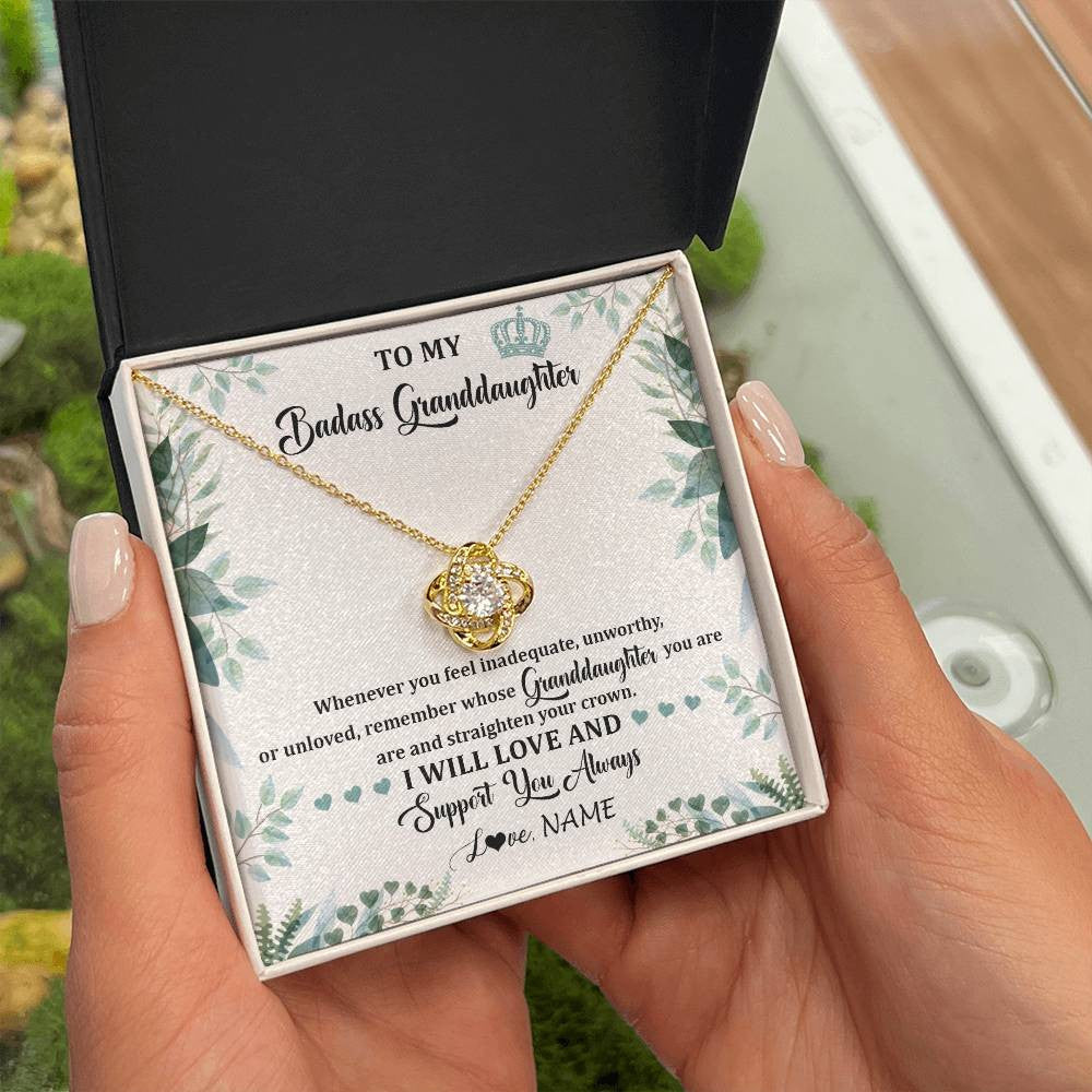 Personalized To My Badass Granddaughter Necklace From Grandma Grandpa Straighten Your Crown Granddaughter Birthday Christmas Customized Gift Box Message Card