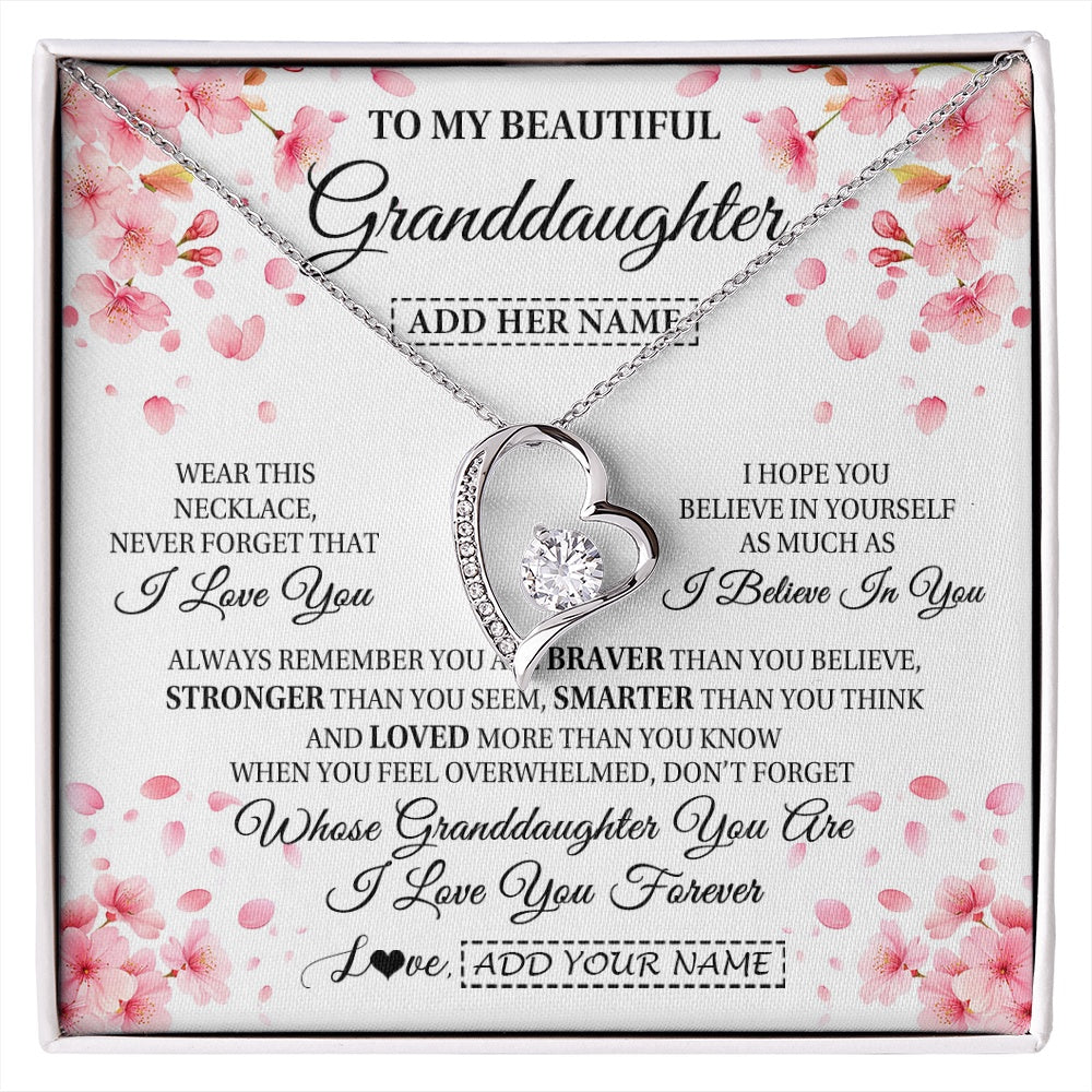 Personalized To My Beautiful Granddaughter From Granparents Necklace Never Forget Birthday Gifts For Granddaughter Gift Christmas Gift Box Message Card