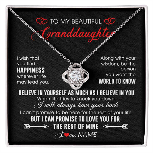 Personalized To My Beautiful Granddaughter Necklace From Grandma Papa Happiness Wherever Life Birthday Graduation Christmas Customized Gift Box Message Card