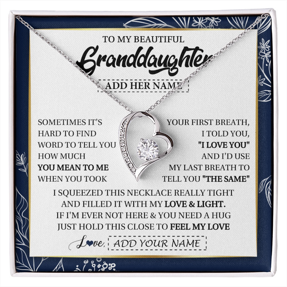 Personalized To My Beautiful Granddaughter Necklace From Granparents Feel My Love Valentine Gifts For Granddaughter Birthday Christmas Gift Box Message Card