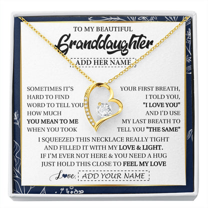 Personalized To My Beautiful Granddaughter Necklace From Granparents Feel My Love Valentine Gifts For Granddaughter Birthday Christmas Gift Box Message Card
