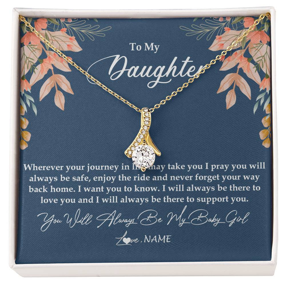 Personalized To My Daughter Necklace From Mom Dad You Will Always Be My Daughter Jewelry Birthday Graduation Christmas Customized Gift Box Message Card