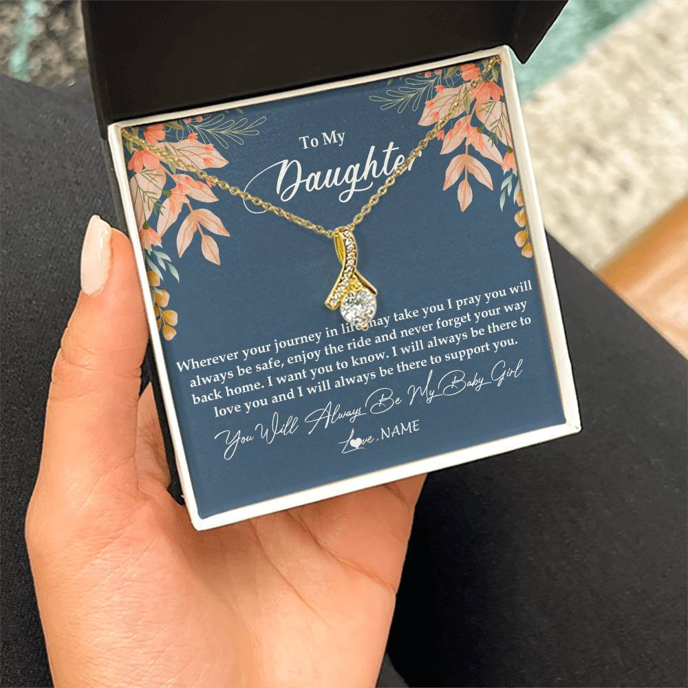 Personalized To My Daughter Necklace From Mom Dad You Will Always Be My Daughter Jewelry Birthday Graduation Christmas Customized Gift Box Message Card