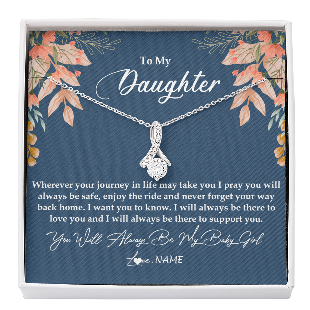 Personalized To My Daughter Necklace From Mom Dad You Will Always Be My Daughter Jewelry Birthday Graduation Christmas Customized Gift Box Message Card