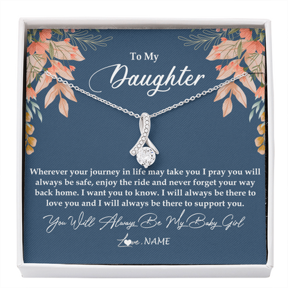 Personalized To My Daughter Necklace From Mom Dad You Will Always Be My Daughter Jewelry Birthday Graduation Christmas Customized Gift Box Message Card