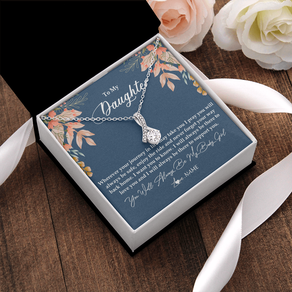 Personalized To My Daughter Necklace From Mom Dad You Will Always Be My Daughter Jewelry Birthday Graduation Christmas Customized Gift Box Message Card