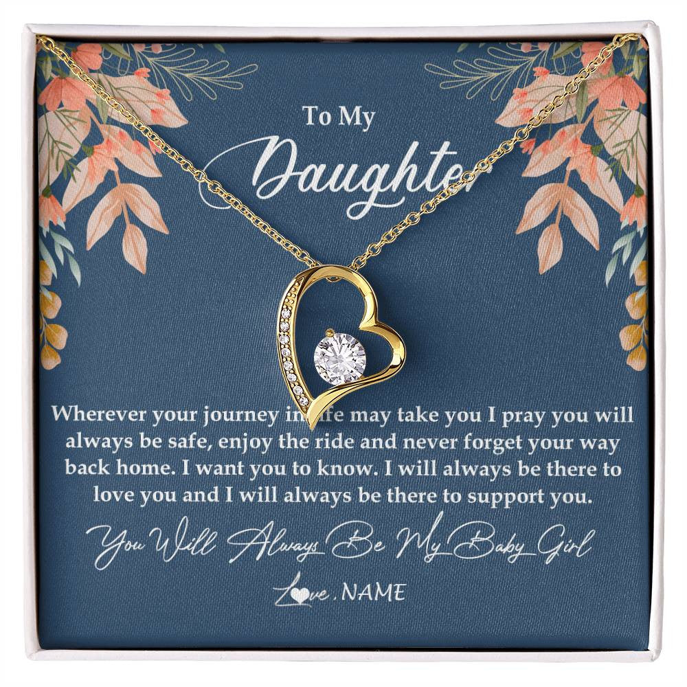Personalized To My Daughter Necklace From Mom Dad You Will Always Be My Daughter Jewelry Birthday Graduation Christmas Customized Gift Box Message Card