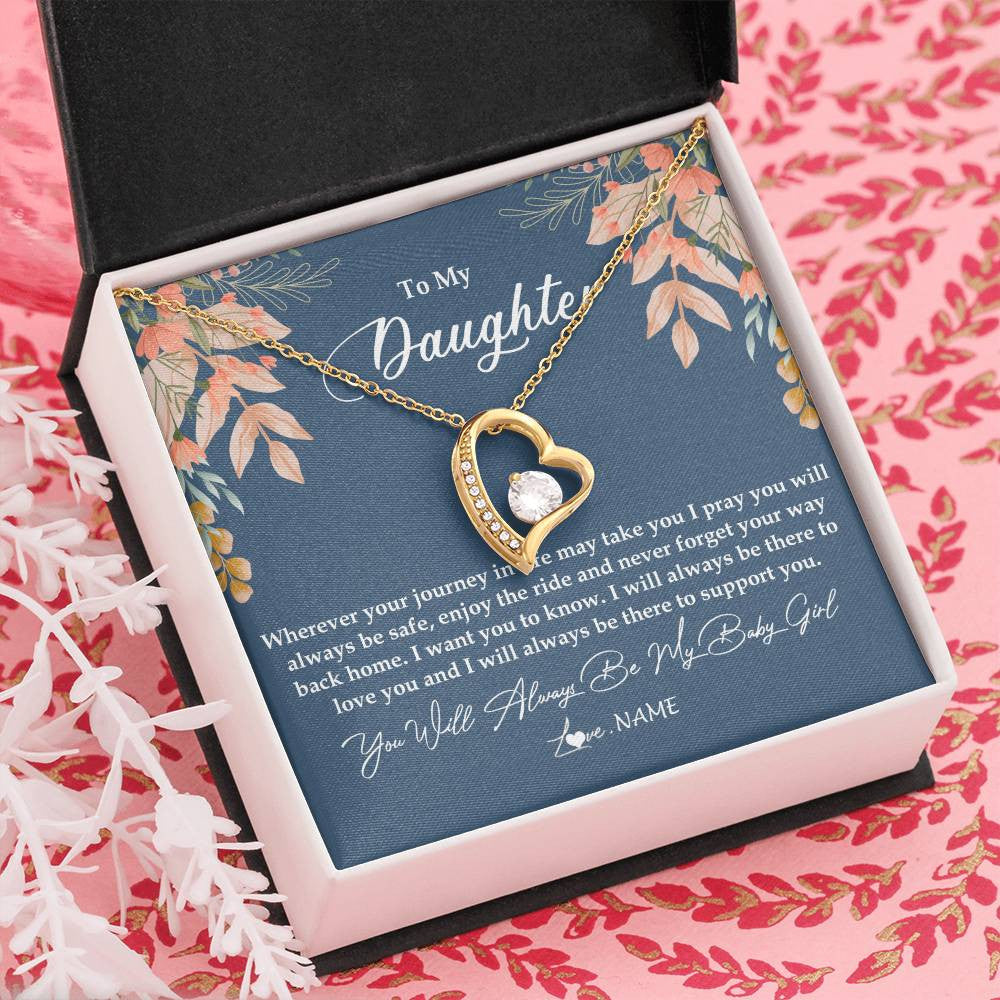 Personalized To My Daughter Necklace From Mom Dad You Will Always Be My Daughter Jewelry Birthday Graduation Christmas Customized Gift Box Message Card