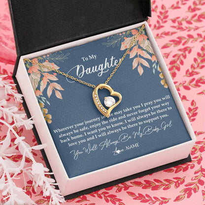Personalized To My Daughter Necklace From Mom Dad You Will Always Be My Daughter Jewelry Birthday Graduation Christmas Customized Gift Box Message Card