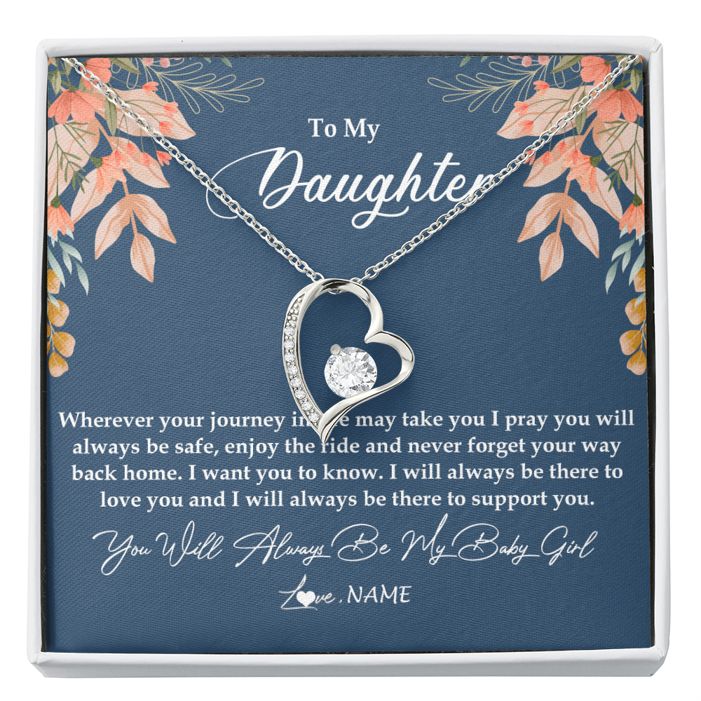 Personalized To My Daughter Necklace From Mom Dad You Will Always Be My Daughter Jewelry Birthday Graduation Christmas Customized Gift Box Message Card