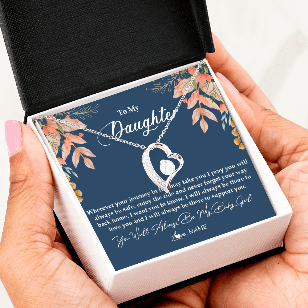 Personalized To My Daughter Necklace From Mom Dad You Will Always Be My Daughter Jewelry Birthday Graduation Christmas Customized Gift Box Message Card