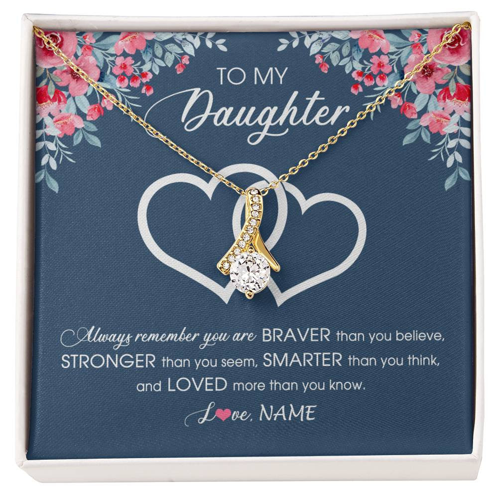 Personalized To My Daughter Necklace From Dad Mom Braver Stronger Smarter Loved Daughter Jewelry Birthday Graduation Christmas Customized Message Card
