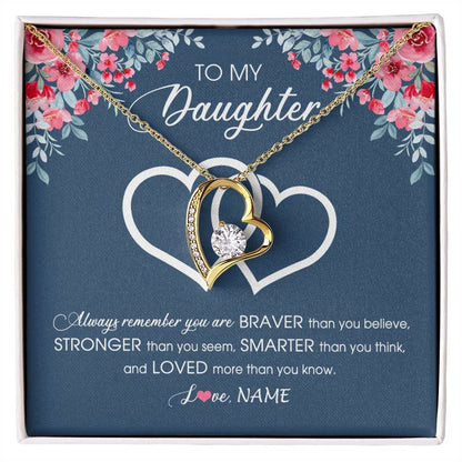 Personalized To My Daughter Necklace From Dad Mom Braver Stronger Smarter Loved Daughter Jewelry Birthday Graduation Christmas Customized Message Card