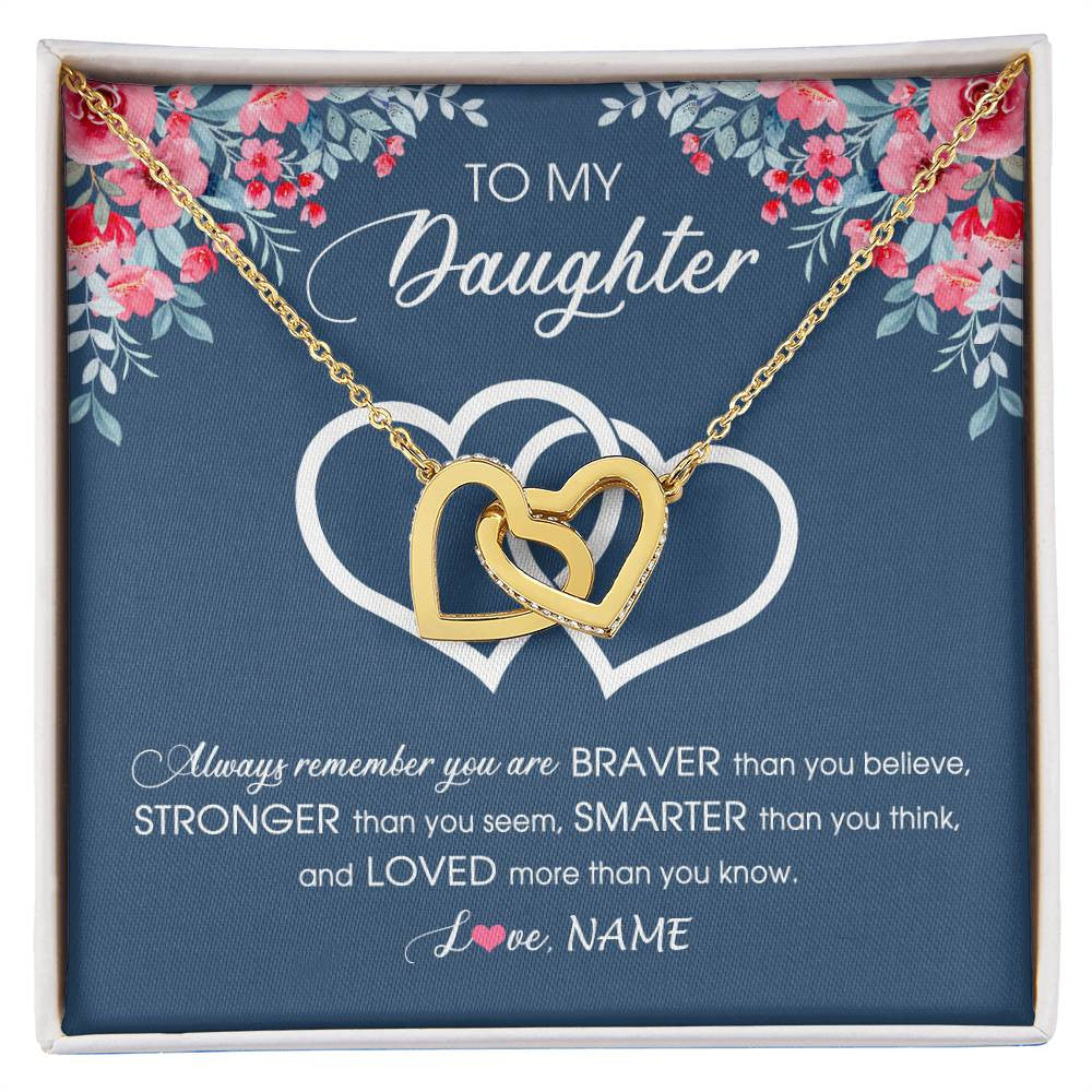 Personalized To My Daughter Necklace From Dad Mom Braver Stronger Smarter Loved Daughter Jewelry Birthday Graduation Christmas Customized Message Card