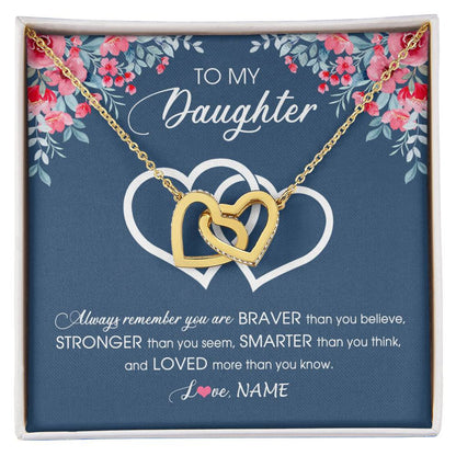 Personalized To My Daughter Necklace From Dad Mom Braver Stronger Smarter Loved Daughter Jewelry Birthday Graduation Christmas Customized Message Card
