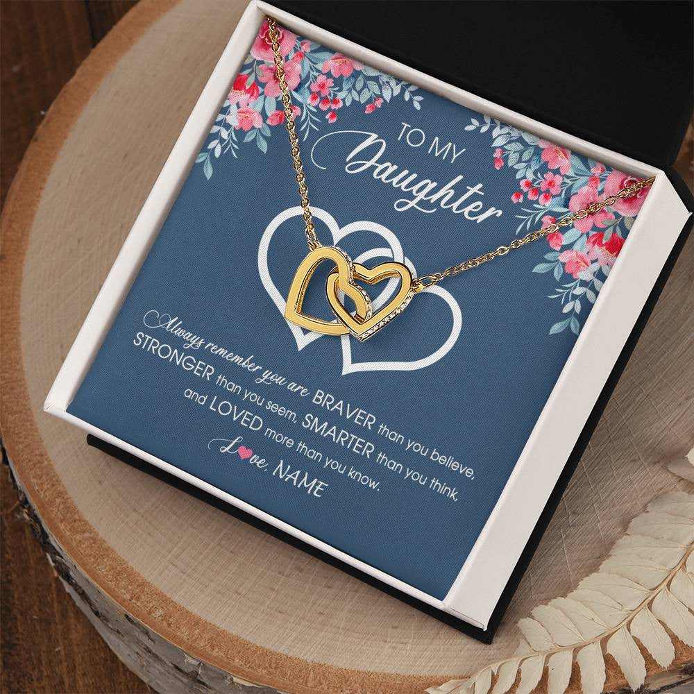 Personalized To My Daughter Necklace From Dad Mom Braver Stronger Smarter Loved Daughter Jewelry Birthday Graduation Christmas Customized Message Card