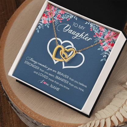 Personalized To My Daughter Necklace From Dad Mom Braver Stronger Smarter Loved Daughter Jewelry Birthday Graduation Christmas Customized Message Card