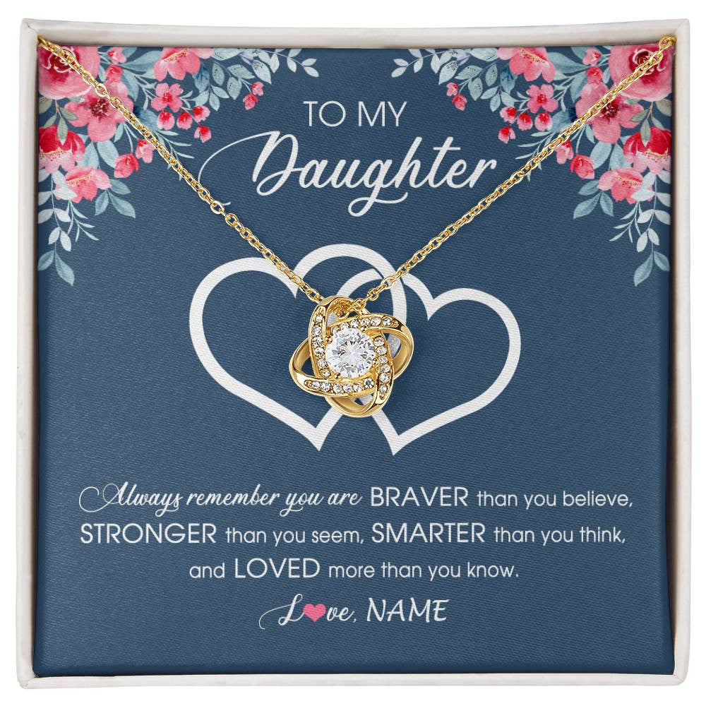 Personalized To My Daughter Necklace From Dad Mom Braver Stronger Smarter Loved Daughter Jewelry Birthday Graduation Christmas Customized Message Card