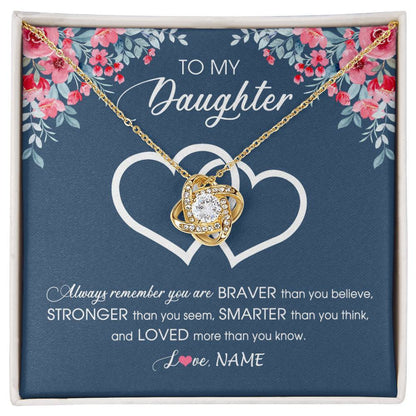 Personalized To My Daughter Necklace From Dad Mom Braver Stronger Smarter Loved Daughter Jewelry Birthday Graduation Christmas Customized Message Card