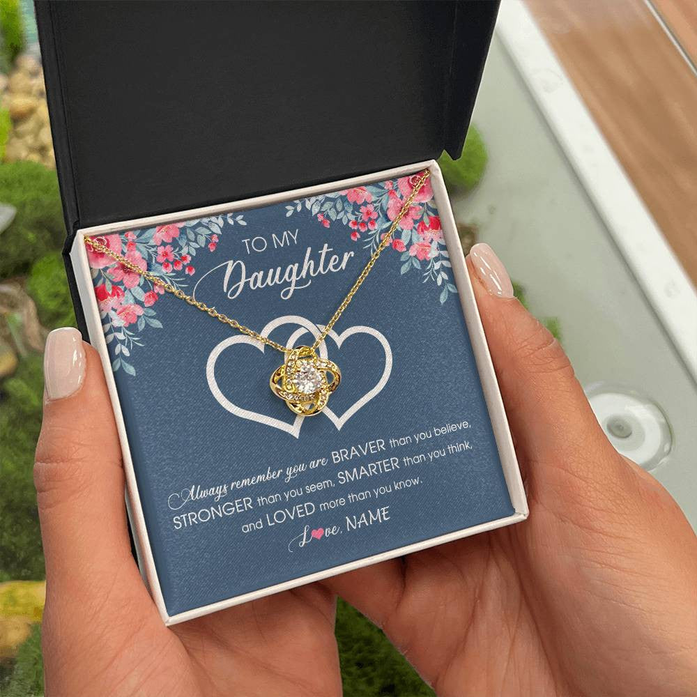 Personalized To My Daughter Necklace From Dad Mom Braver Stronger Smarter Loved Daughter Jewelry Birthday Graduation Christmas Customized Message Card