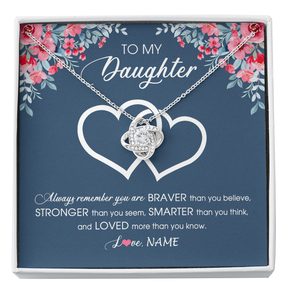 Personalized To My Daughter Necklace From Dad Mom Braver Stronger Smarter Loved Daughter Jewelry Birthday Graduation Christmas Customized Message Card