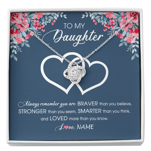 Personalized To My Daughter Necklace From Dad Mom Braver Stronger Smarter Loved Daughter Jewelry Birthday Graduation Christmas Customized Message Card
