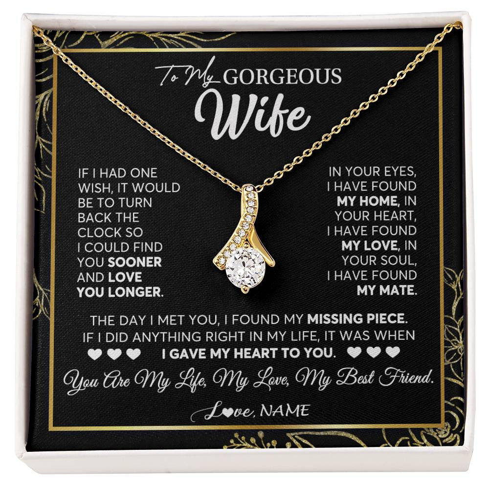 Personalized To My Gorgeous Wife Necklace From Husband My Life My Love Wife Birthday Wedding Valentines Christmas Customized Gift Box Message Card