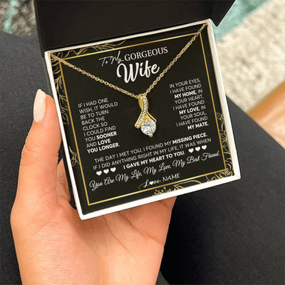 Personalized To My Gorgeous Wife Necklace From Husband My Life My Love Wife Birthday Wedding Valentines Christmas Customized Gift Box Message Card