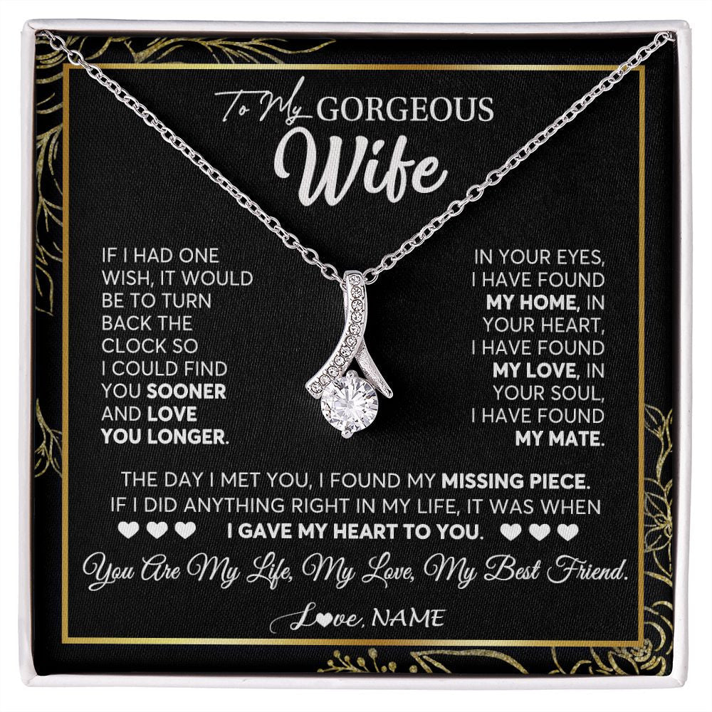 Personalized To My Gorgeous Wife Necklace From Husband My Life My Love Wife Birthday Wedding Valentines Christmas Customized Gift Box Message Card