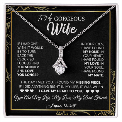 Personalized To My Gorgeous Wife Necklace From Husband My Life My Love Wife Birthday Wedding Valentines Christmas Customized Gift Box Message Card
