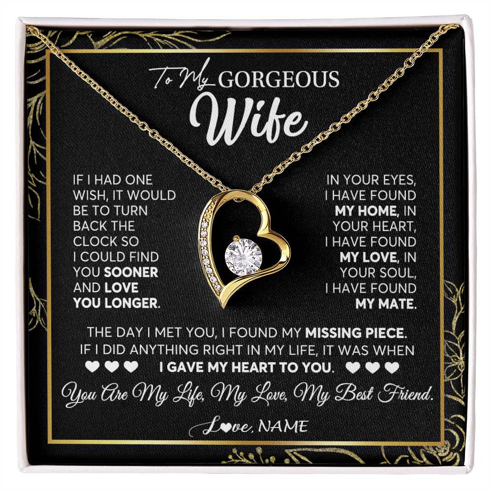 Personalized To My Gorgeous Wife Necklace From Husband My Life My Love Wife Birthday Wedding Valentines Christmas Customized Gift Box Message Card